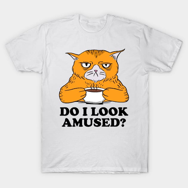 Do I Look Amused? Funny Sarcastic Cat T-Shirt by cecatto1994